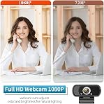 1080P Webcam,Live Streaming Caméra Web avec Microphone stéréo, Bureau ou Ordinateur portable USB Webcam avec 110 Angle de vue des degrés, HD N5 Webcam pour l'appel vidéo, conférence, streaming, jeux