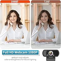 Vista 5 de HZQDLN Cámara web de 1080P con micrófono, cámara web HD con soporte para trípode, cámara de computadora USB de pantalla ancha, cámara web