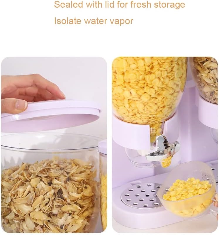 Commercial Grade Cereal Dispenser - 3 Canister Dry Food Storage for Cereal, Nuts, Snacks - Kitchen Organization & Airtight Food Container
