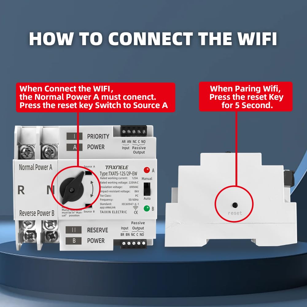 eWeLink WiFi Smart Remote Control 2P 3P 4P 125A AC 230V ATS Dual Power Automatic Transfer Switch Selector Potenza ininterrotta (2P)