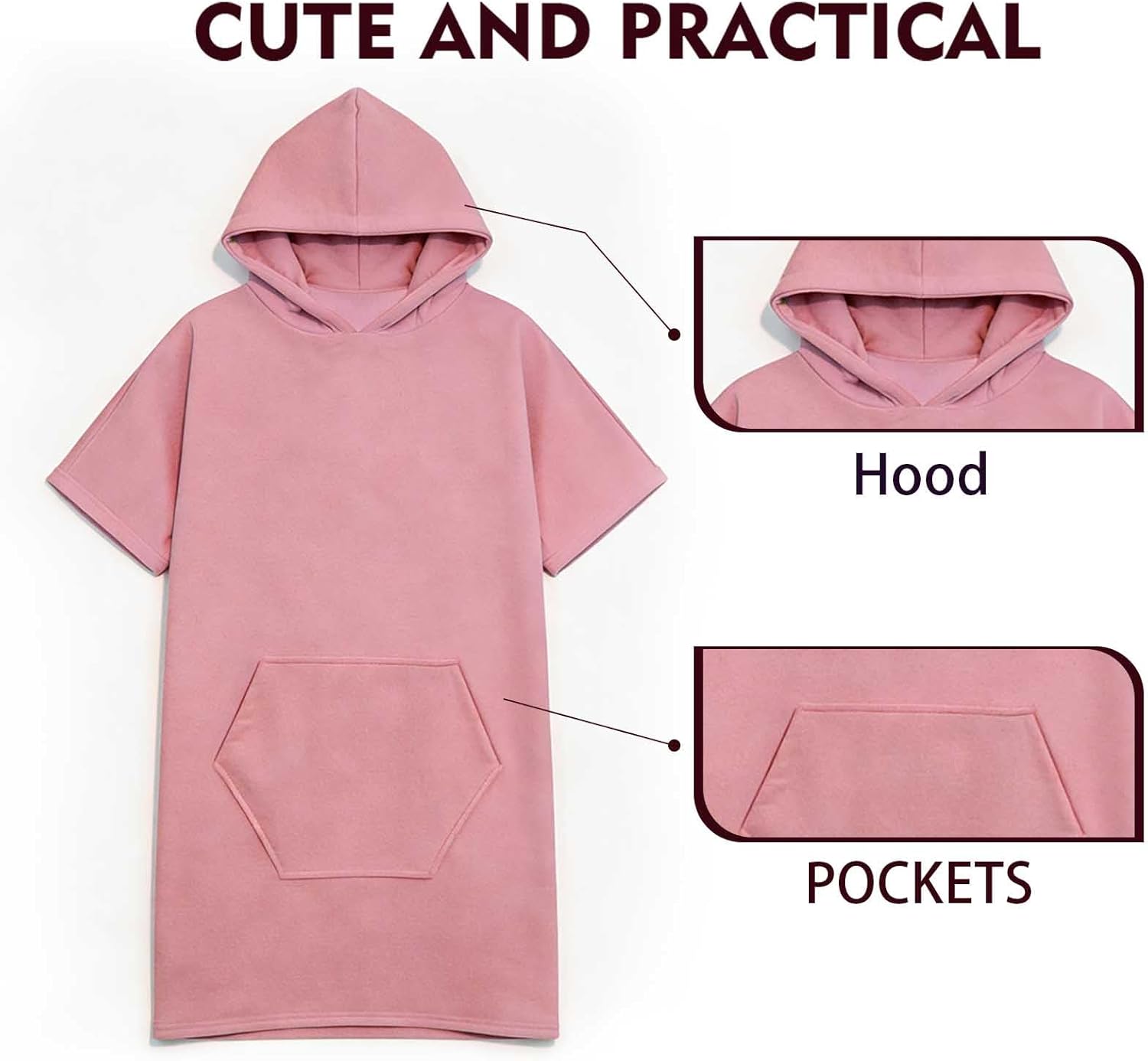 Kids Hooded Poncho Towels, Wearable, Absorbent Hooded Beach Towel for Girls and Boys Girls 7-14 Years Microfiber Bath Towel for Kids At The Drying Off After Swimming, Bath, Showers, Surfing