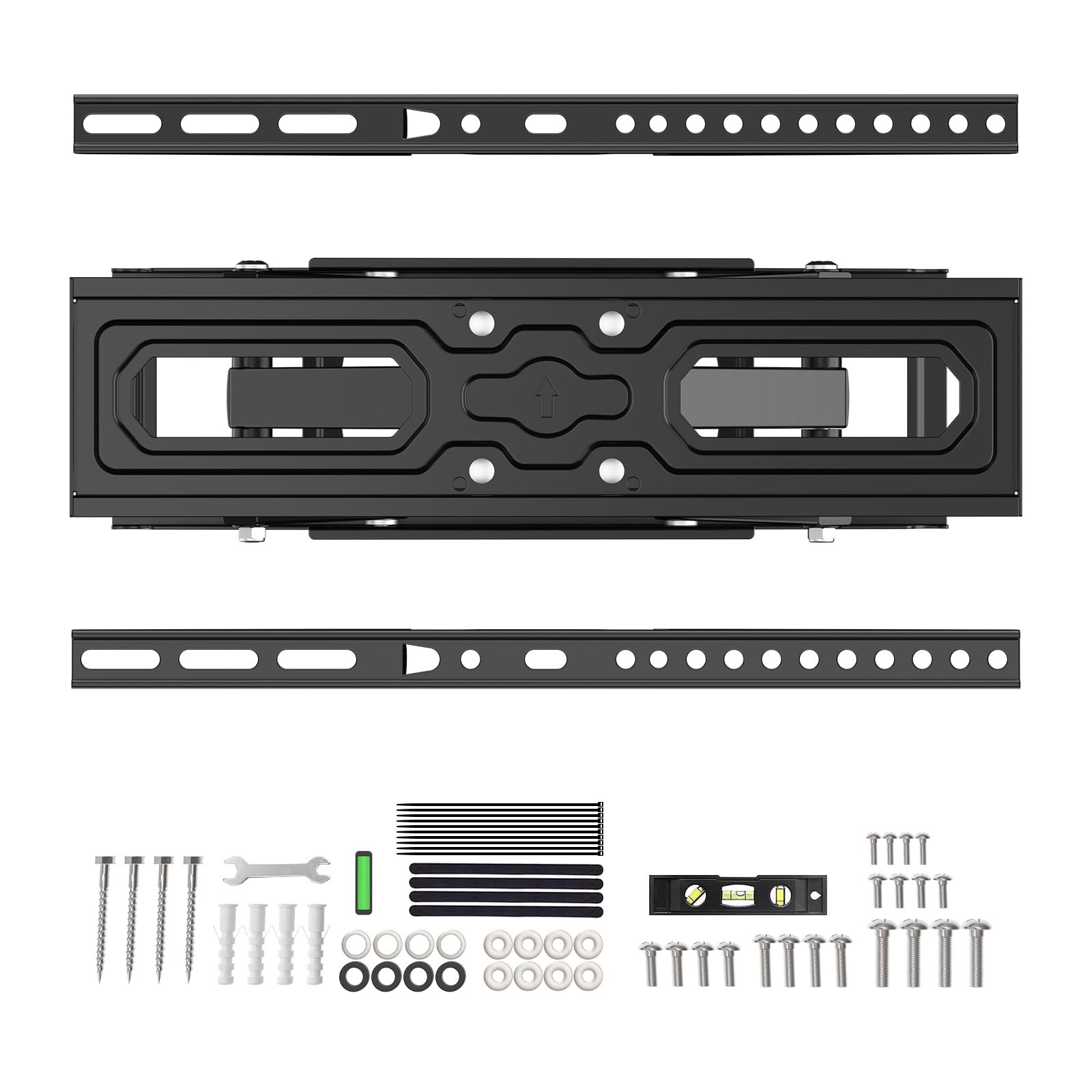 GRIFEMA GB1006-4 Support Mural TV 26-65 Pouces, Fixation Murale TV Contenir Jusqu'à 35KG, Accroche Television Mural Orientable,Inclinable et Extensible, Max Vesa 400x400mm pour Plat/Incurvé