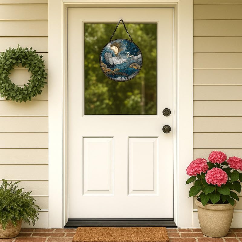 Himmlischer Himmel, Buntglas-Fensteraufhängung, Sonnenfänger, Innenfenster, Buntglasscheiben, Wanddekoration für Mutter, Ehefrau, Liebhaber, 30 cm