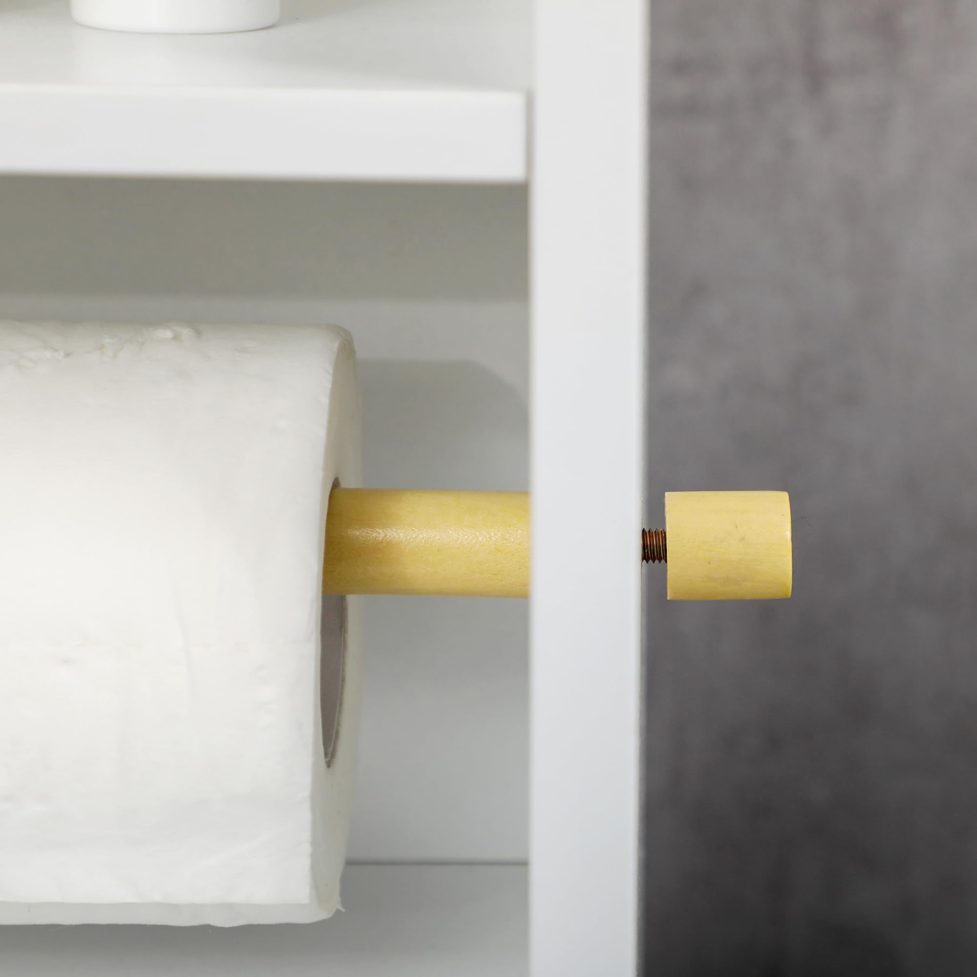 kleankin Badezimmerschrank Badschrank mit 2 Offenen Ebenen, Schrankfach, Eckschrank mit Toilettenpapierhalter, Toilettenschrank für Bad, Weiß, 23 x 18 x 100 cm