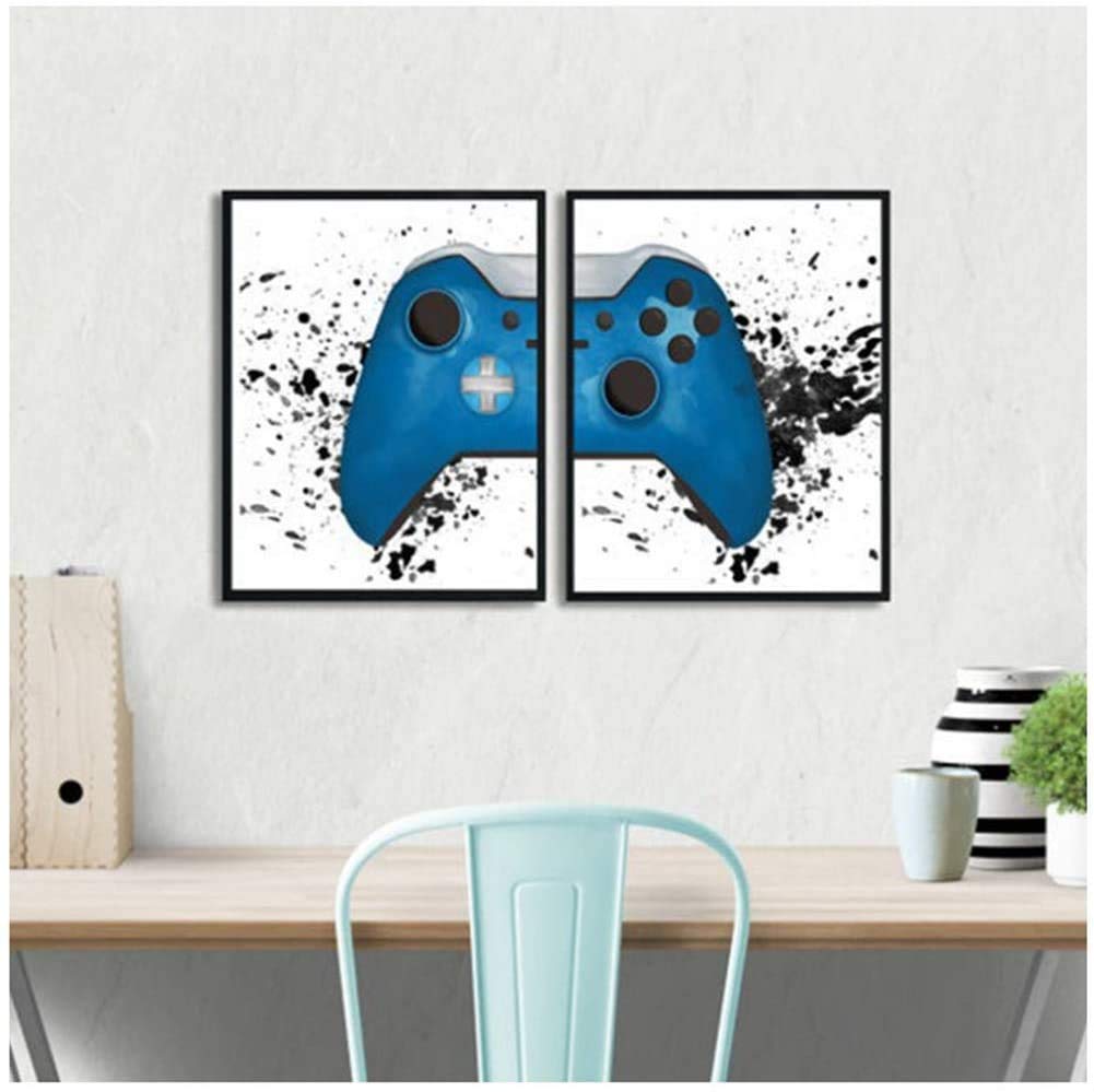 Arte de la pared Lienzo Pintura Imágenes Videojuego Geek Art Carteles e impresiones Imágenes de la pared Gamer Gaming Room enmarcado Decoración 40x50 cm x2 /15.7 "x 19.7" Con marco
