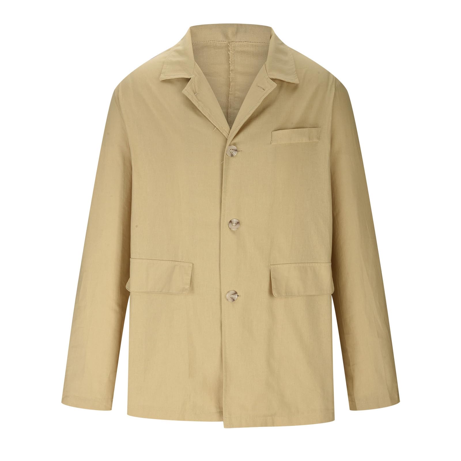 Camicia da abito in lino Giacca da uomo casual Giacca a tre bottoni tinta unita Giacca ampia in lino di cotone Cappotto sportivo Vestibilità regolare Giacca leggera ed elegante Giacche UK Clearance