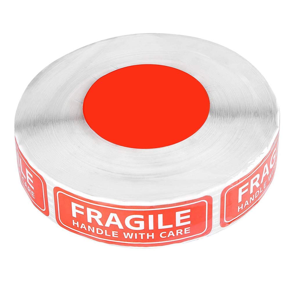 TOYANDONA 125Pcs/Roll Fragile Stickers Handle with Care Warning Labels Shipping Inventory Stickers Permanent Adhesive Package Sign for Home Office 1x3 Inch