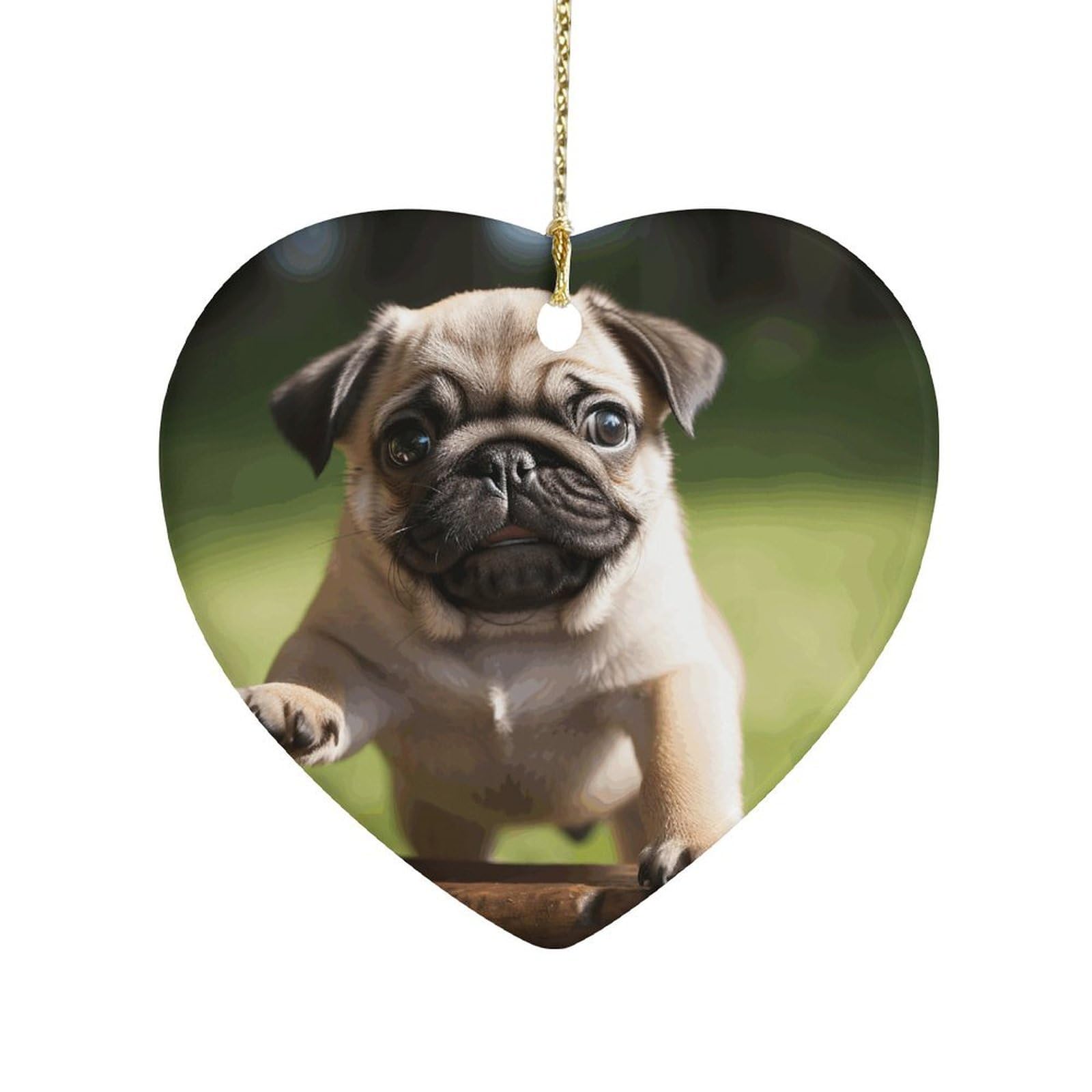 Fekiloot Style Pug Puppies Ceramic Ornament Home Decor Keepsake
