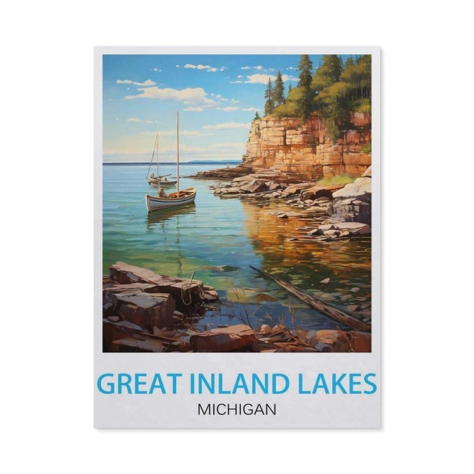 Tin Sign，Great Inland Lakes Michigan(30x40cm）