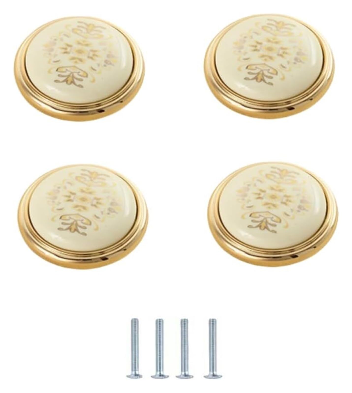 LQZAXSRDR Ceramic Cupboard Drawer Handle Knobs, Ceramic Door and Drawer Knobs 4 Pcs Gold Single Hole Multiple Sizes(37 * 23mm)