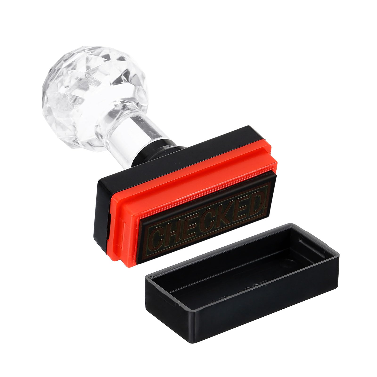 PATIKIL Checked Stamp Self Inking, Red Ink Office Stamps Pre Inked Message Stamp Refillable Business Stamp, Black - Image 3