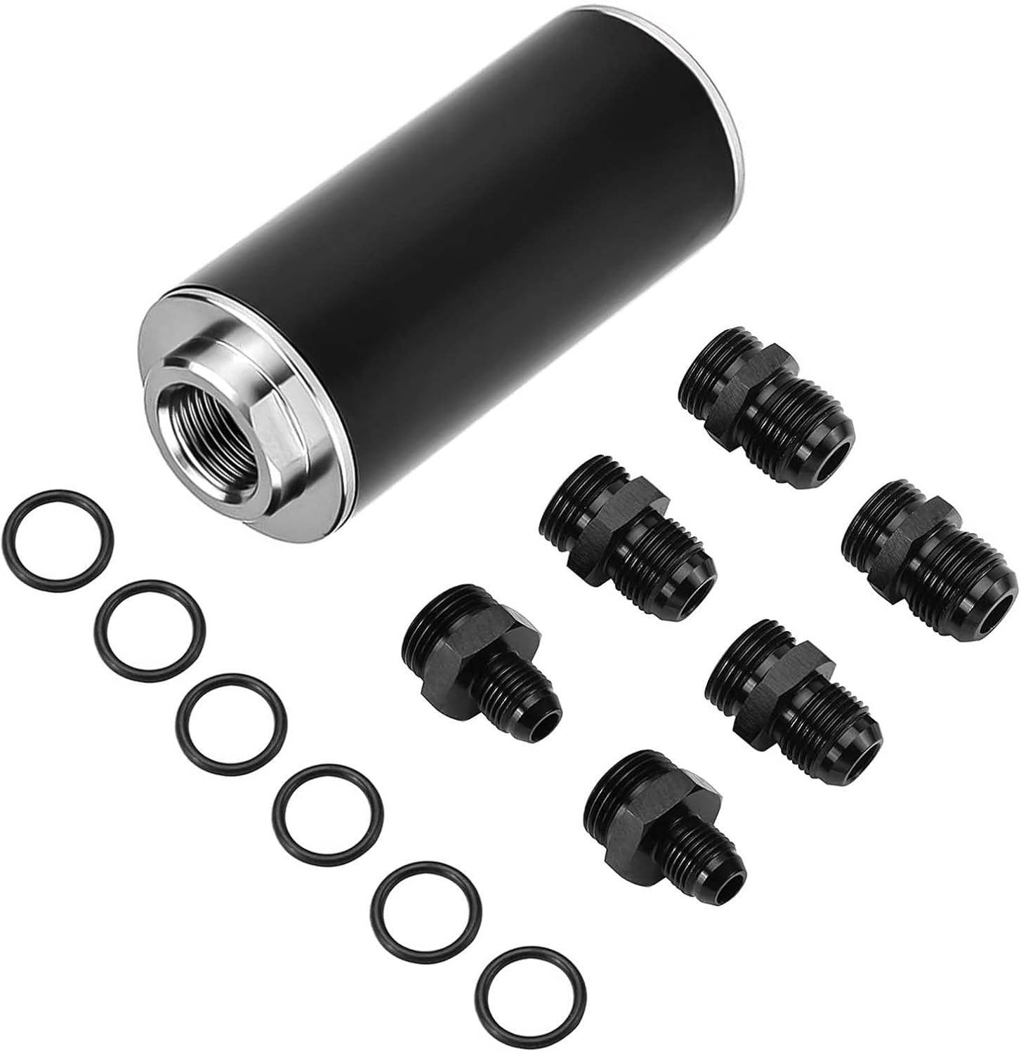 50mm 100 Micron Inline Fuel Filter 6AN 8AN 10AN Aluminum