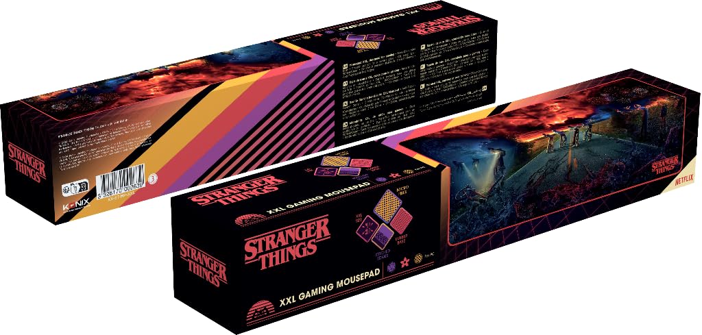 Konix Stranger Things XXL Gaming-Mauspad 90 x 46 cm - rutschfeste Mikrofaser-Oberfläche - Gummi - Mental Geißler-Motiv