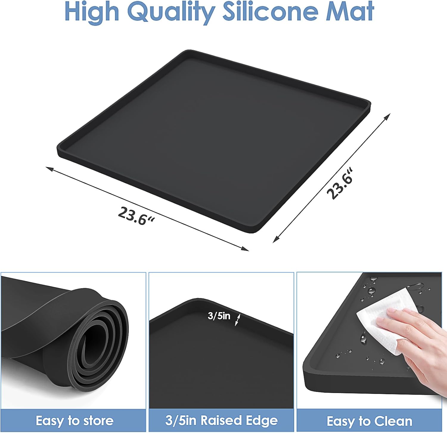 Mini Fridge Stand with Silicone Mat, Universal Stand Base Adjustable Refrigerator Stand with 4 Sturdy Feet, 24''x 24'' Mini Fridge Drip Pan Protect From Appliance Leaks for Fridge, Washer, Dryer