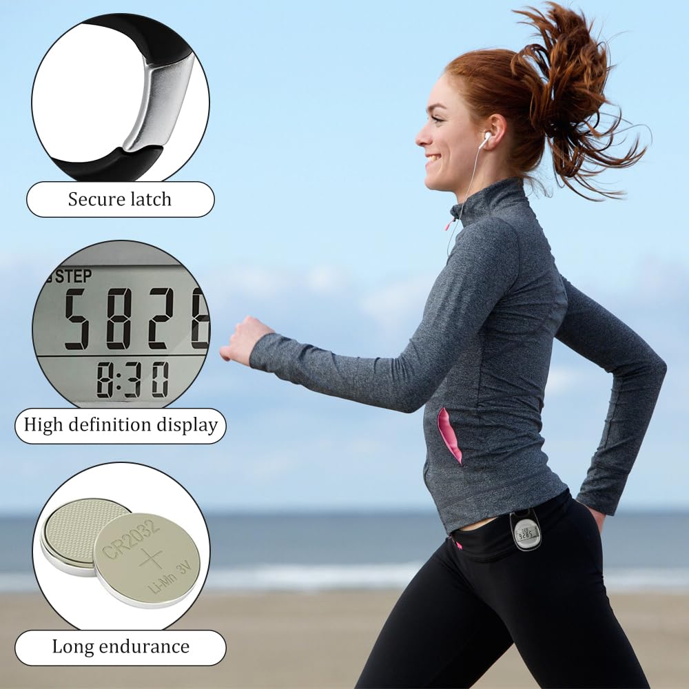 Podometre Marche 3D, Podomètre numérique 3D avec Mousqueton, Mini Podomètre, Podomètre de Poche, Compteur de Pas de podomètre de Marche Simple, pour Marche, Course, Randonnée