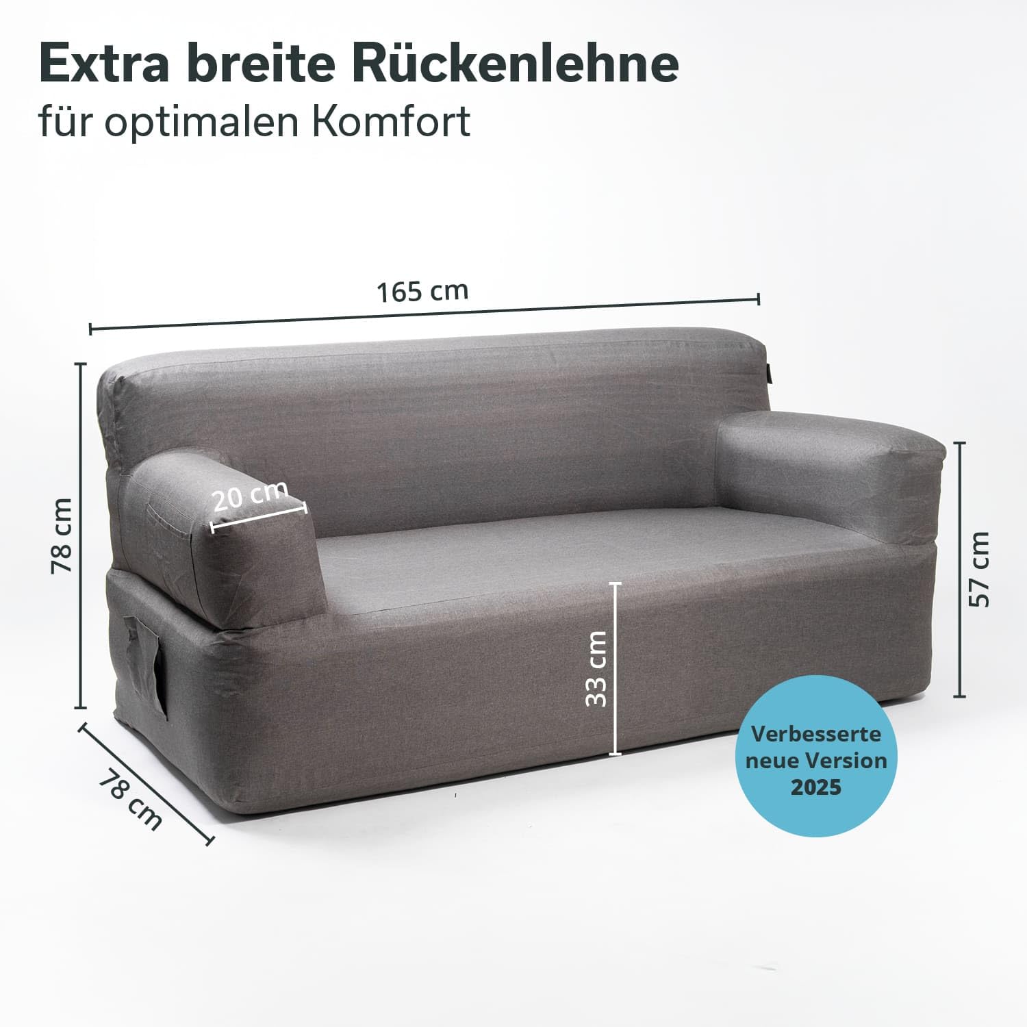 Skandika Doppel-Luftsofa Easy Air Premium | Aufblasbares Sofa Outdoor, mit Elektropumpe, für 2 Personen, Aufladbar mit USB-Ladekabel, Gästebett, bis 200 kg, Tragetasche | Luft Couch, Camping