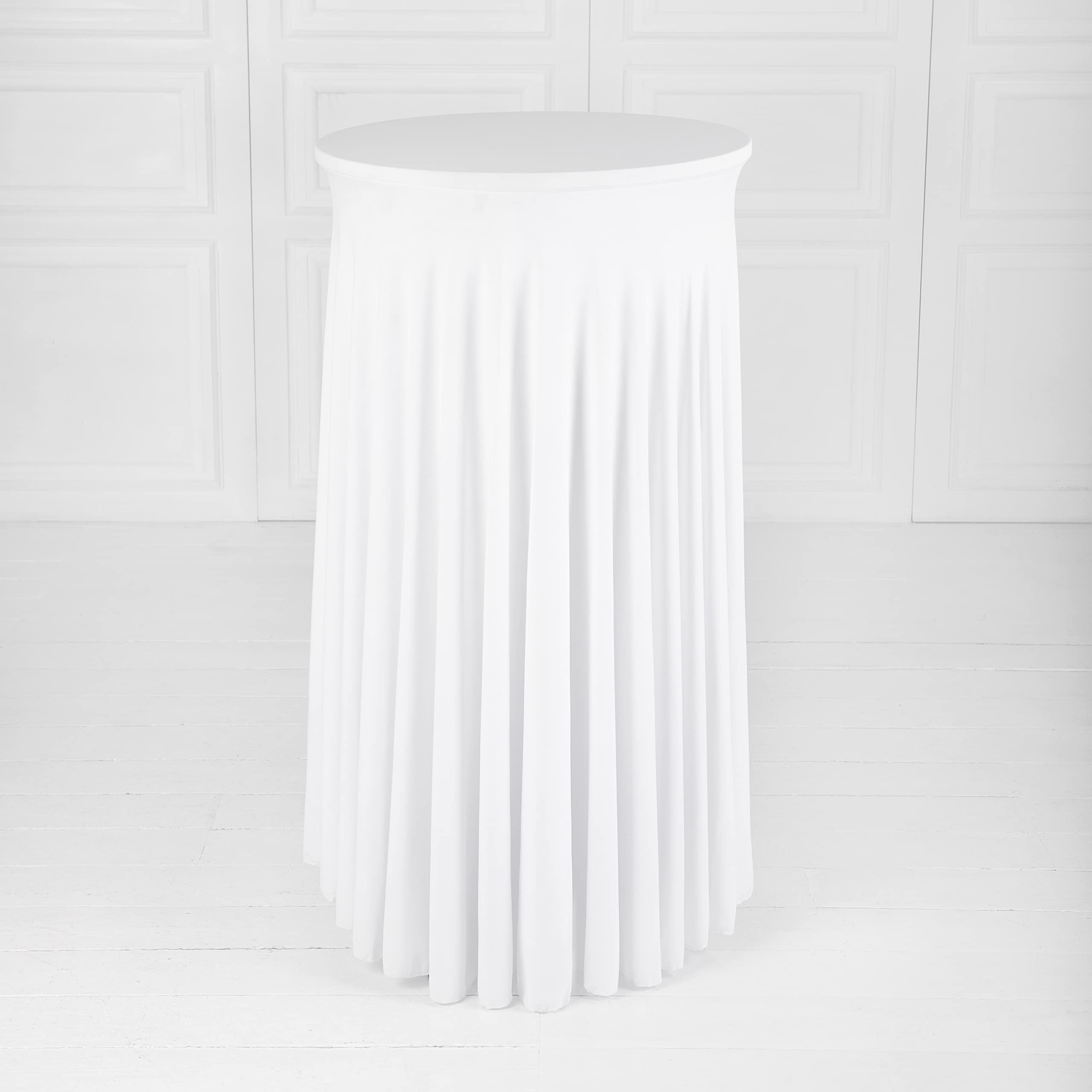 Buy Round Cocktail Table Skirt, White Table Cloth for highboy Table, Round Tablecloth, Spandex