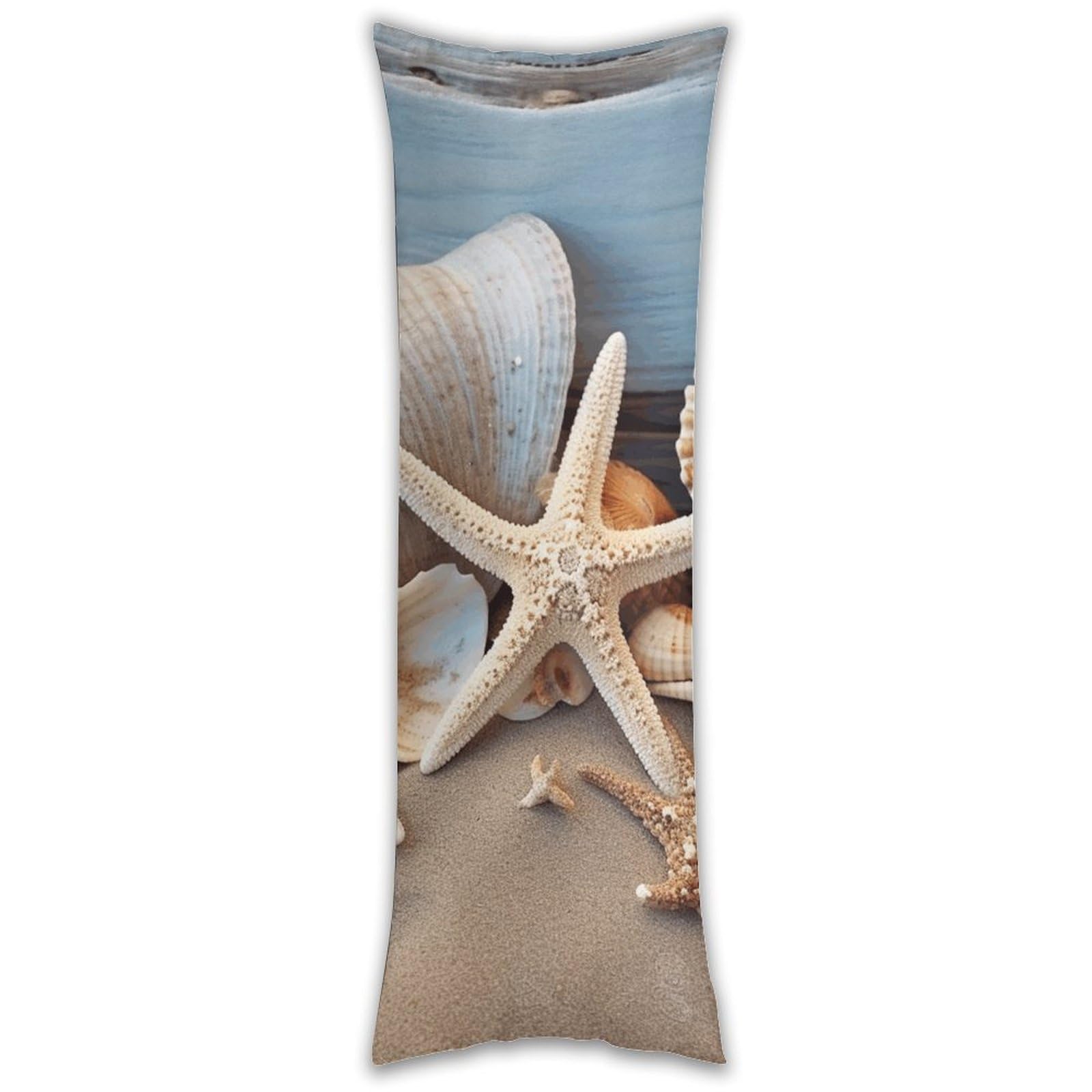 Seashells Starfish Sand Pillowcase Long Pillow Case Cozy Pillow Cover Pillow Protector Soft Long Cushion Case Long Body Lumbar Decorative Throw Pillow Cover for Bed Sofa Couch 18.9 X 53 Inches