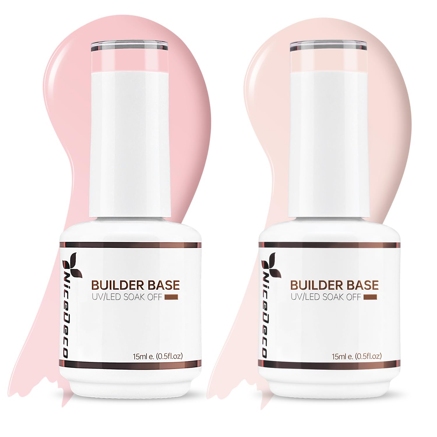 Nicedeco 2pcs 15ml Gel Construction Ongle UV 8 en 1, Gel Builder Base de Renforcement, Réparation et Extensions, Vernis à Ongles Forts, Base Coat, Le Nail Art Décoration Rose Nu