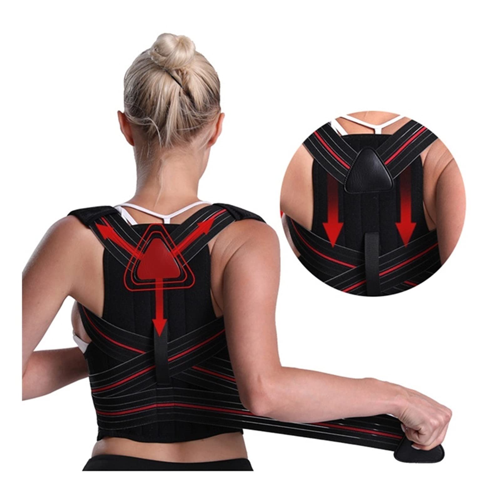 DSMYYXGS Corrector De Postura Mujeres Soporte para La Columna Vertebral Y La Espalda Que Proporciona Alivio del Dolor para El Cuello La Espalda Los Hombros Negro Ajustable