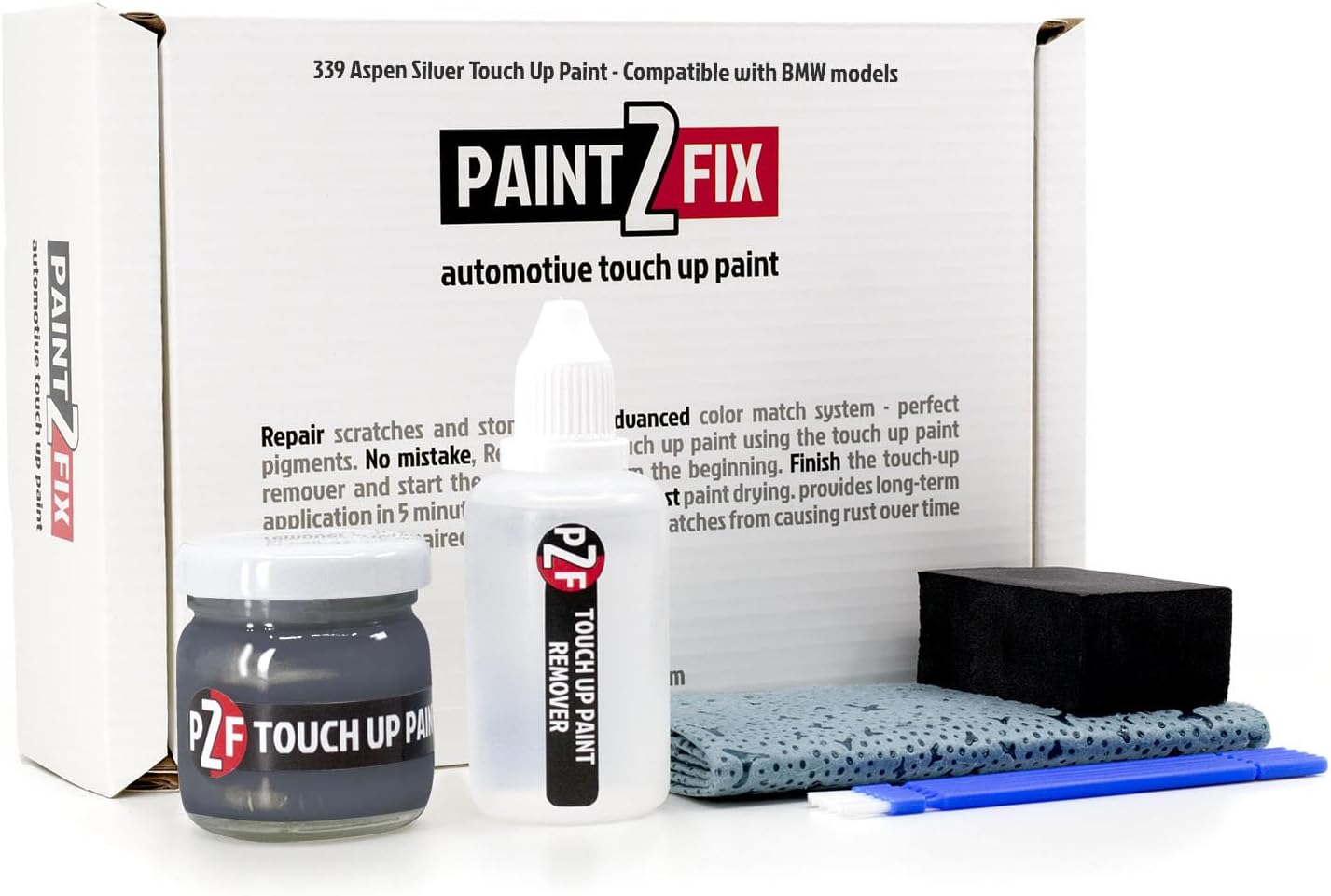339 Aspen Silver Touch Up Paint Kit for BMW Scratch and Chip Repair - 2.53 Fl Oz (75ml)