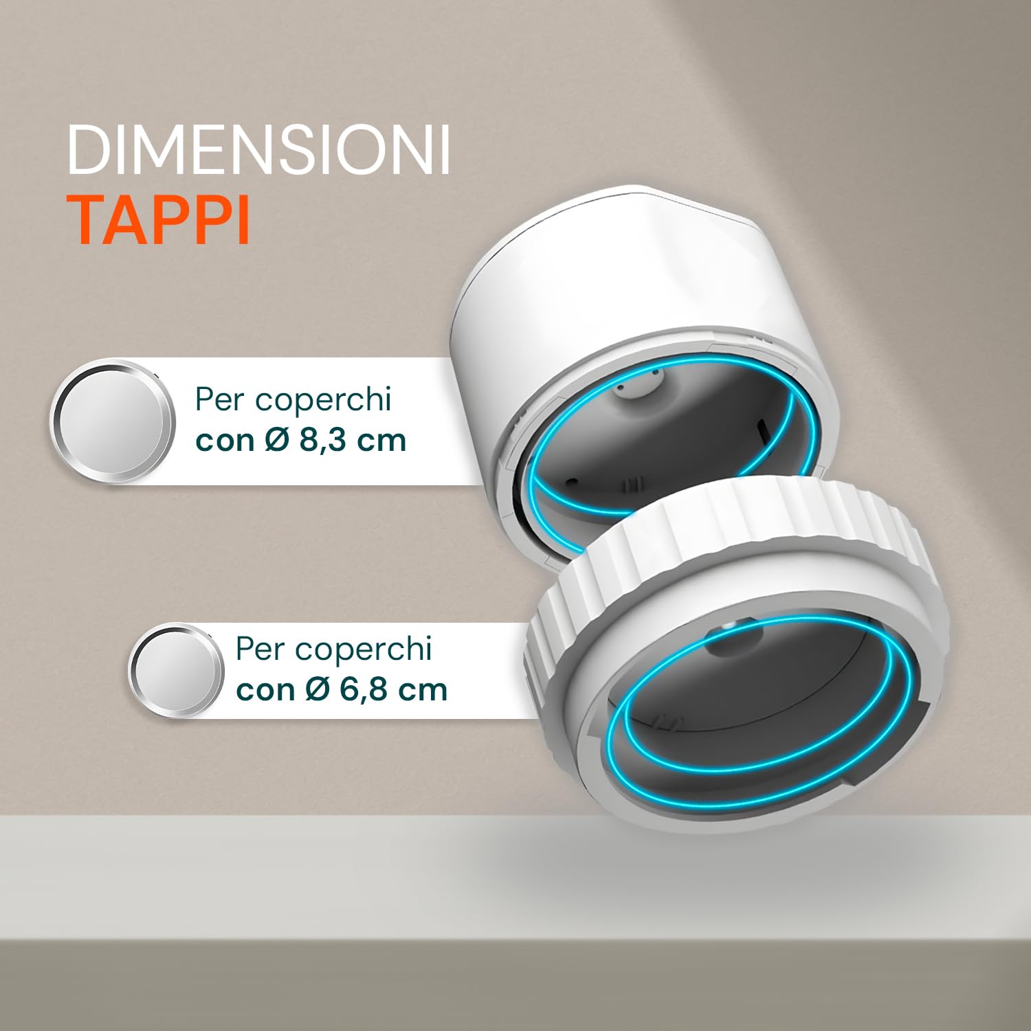 Avilia - Sigillatore Macchina Sottovuoto Alimenti per Barattoli Ø6,8/8,3 cm con 10 Tappi Inclusi, Sigillatura Automatica, Uso Domestico e da Viaggio, Alimentazione USB-C, Compatto e Portatile