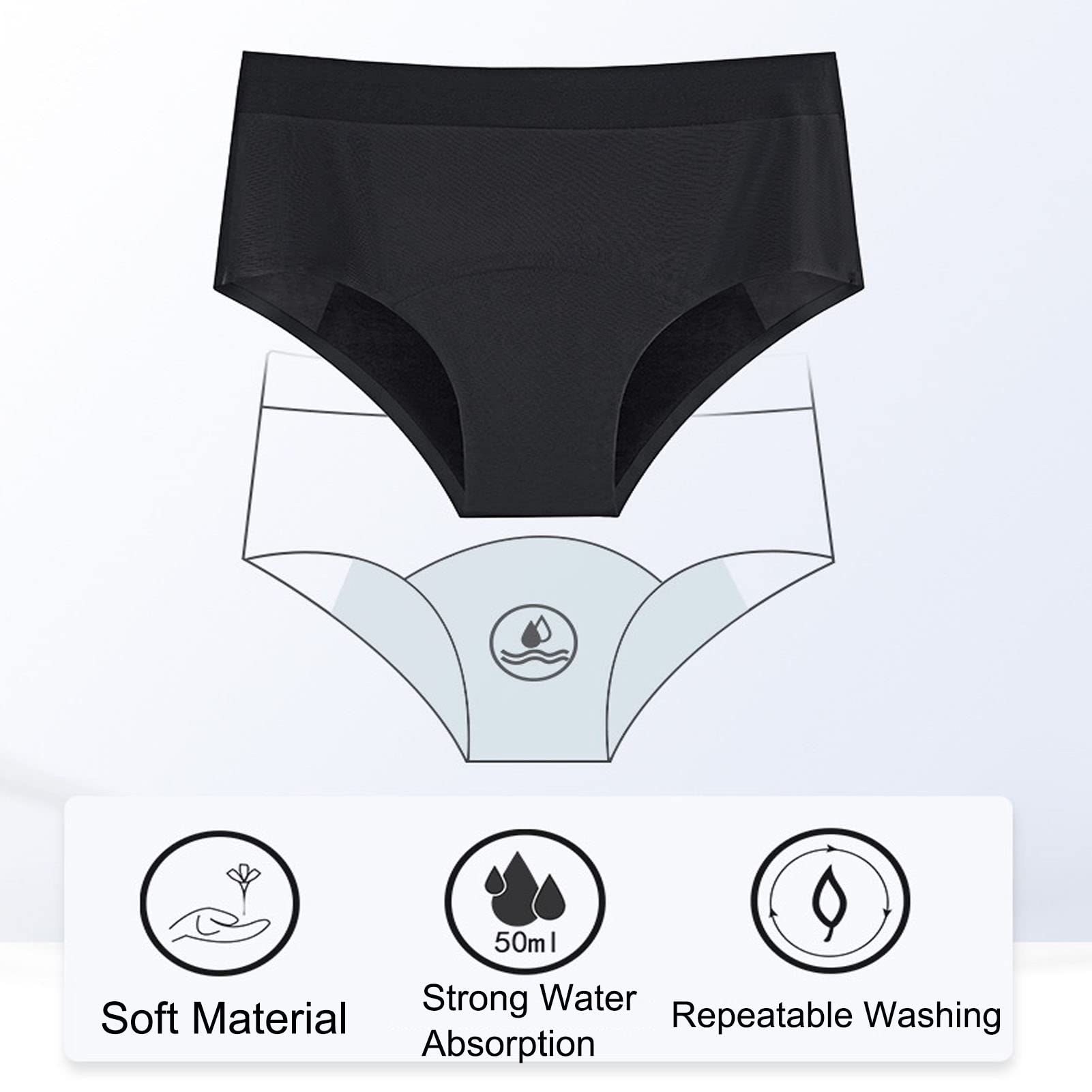 Bragas para el período Menstrual, Paquete de 2 Ropa Interior para Mujer, Calzoncillos de algodón a Prueba de Fugas, Calzoncillos para incontinencia urinaria, Lavables, Reutilizables para Mujeres,