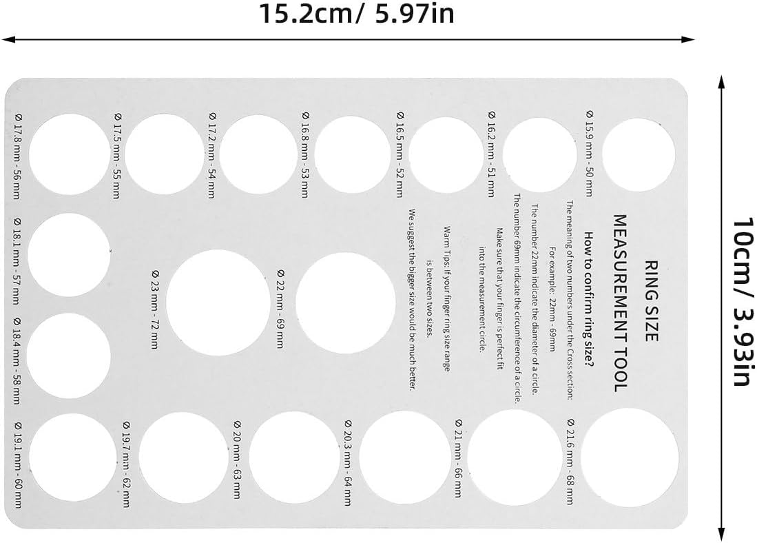 CORHAD 4pcs Ring Size Guide: Finger Circumference Chart with EU Size 50-72 mm - Metric Ring Measurement Tool for Men and Women Jewelry Fitting
