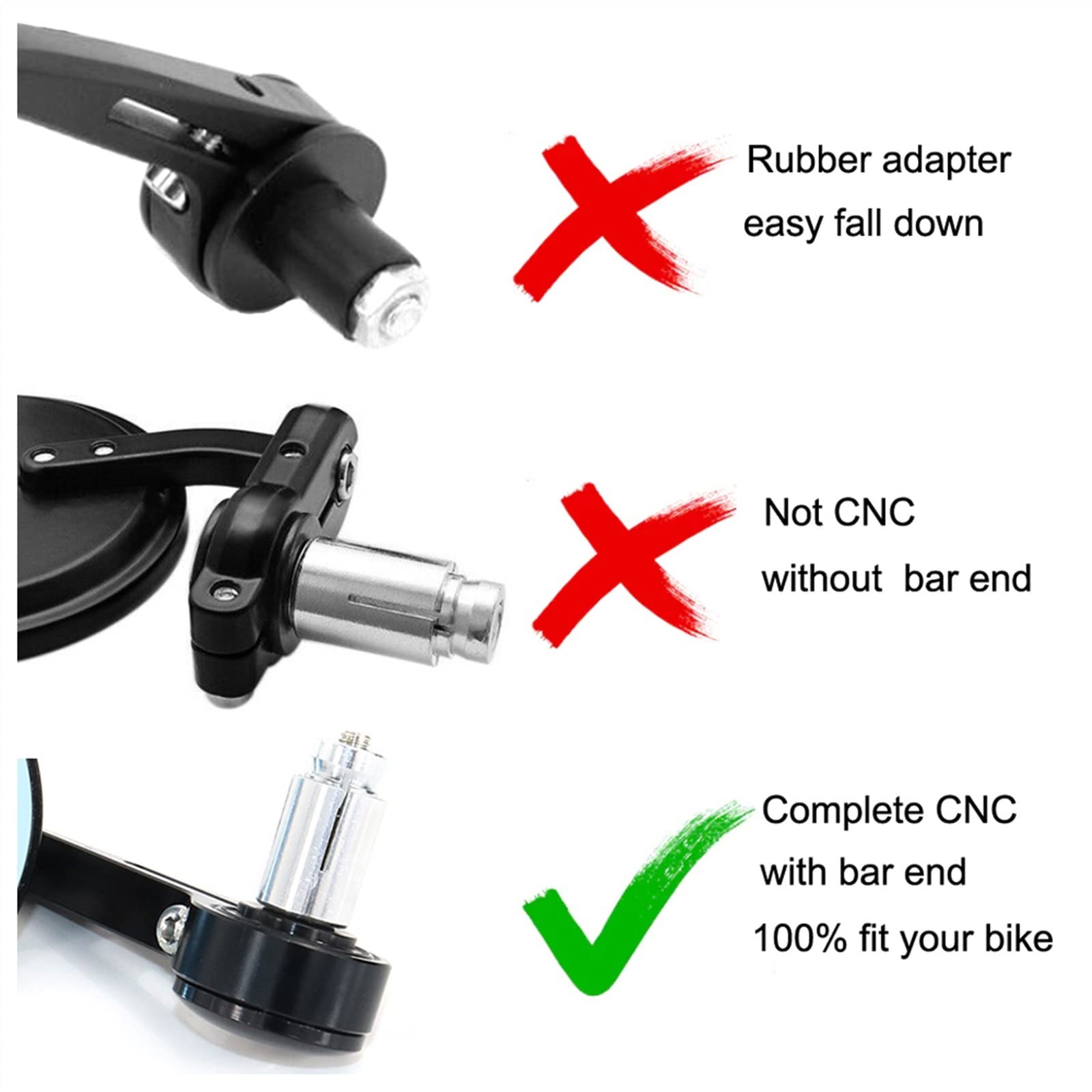 Specchietti per Ducati Scrambler 800 2015 2016 2017 2018 Scrambler 1200 Moto Posteriore Vista Laterale Specchi Maniglia Bar End Specchi (Color : Nero)