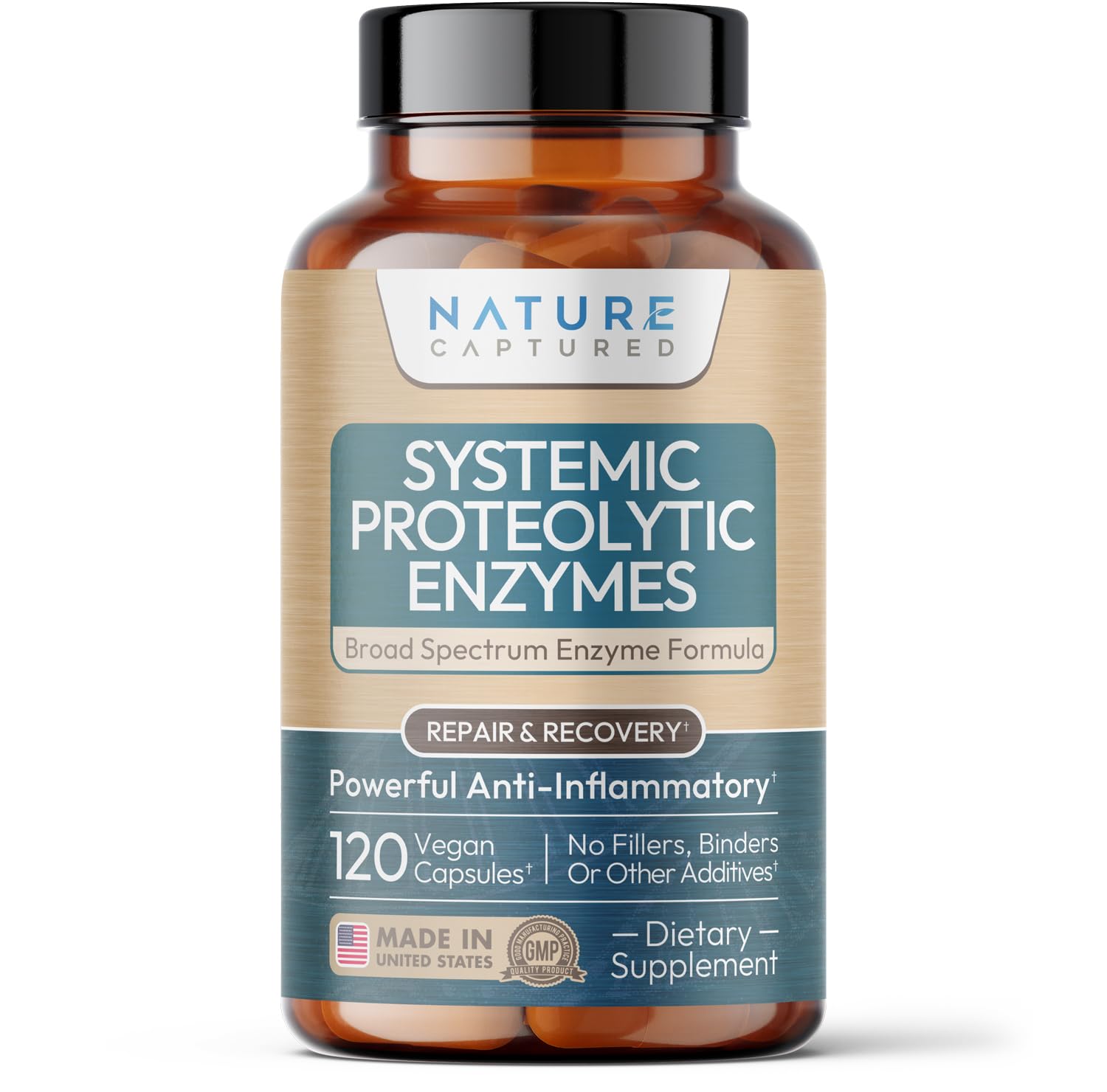 Systemic Proteolytic Enzyme Complex - Naturally Supports Recovery & Joints - 120 Capsules - Vegan - GMP - Additive Free