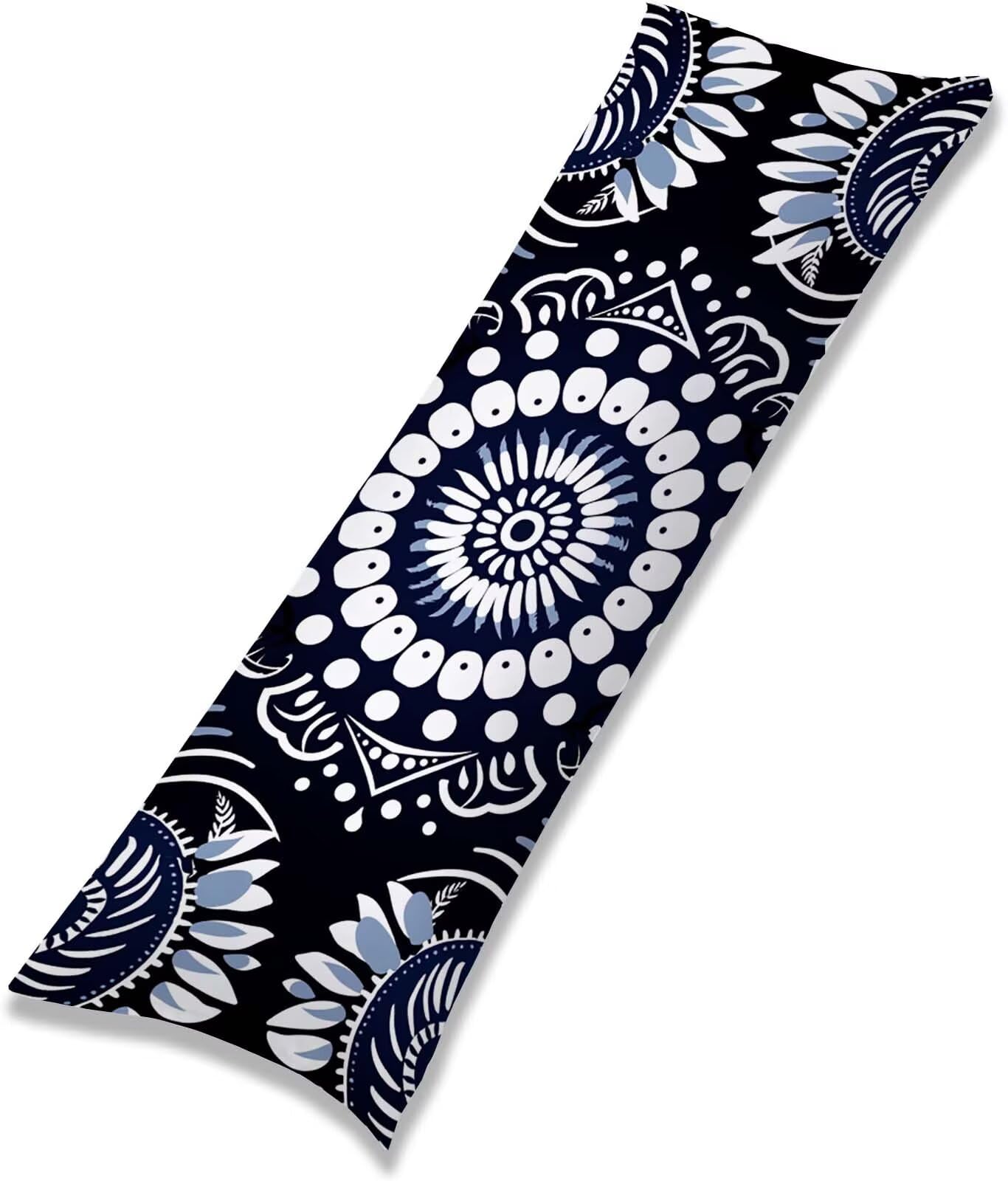 Blu-2 Federe Cuscino Letto 55 x 160 cm, Grande Cuscini per Divano Velluto, | Doppia Faccia Stampa, Boemia Fodera per Cuscino Decorativa, con Cerniera, Cuscino per Dormire Sul Fianco j-324