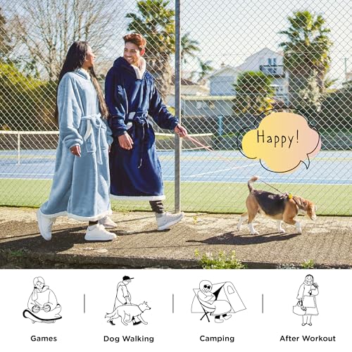 Image of Bedsure Wearable Blanket Hoodie, Cozy Long Hooded Blanket Sweatshirt as Mothers Day Hoodie Gifts for Mom Women, Small, Sky Blue