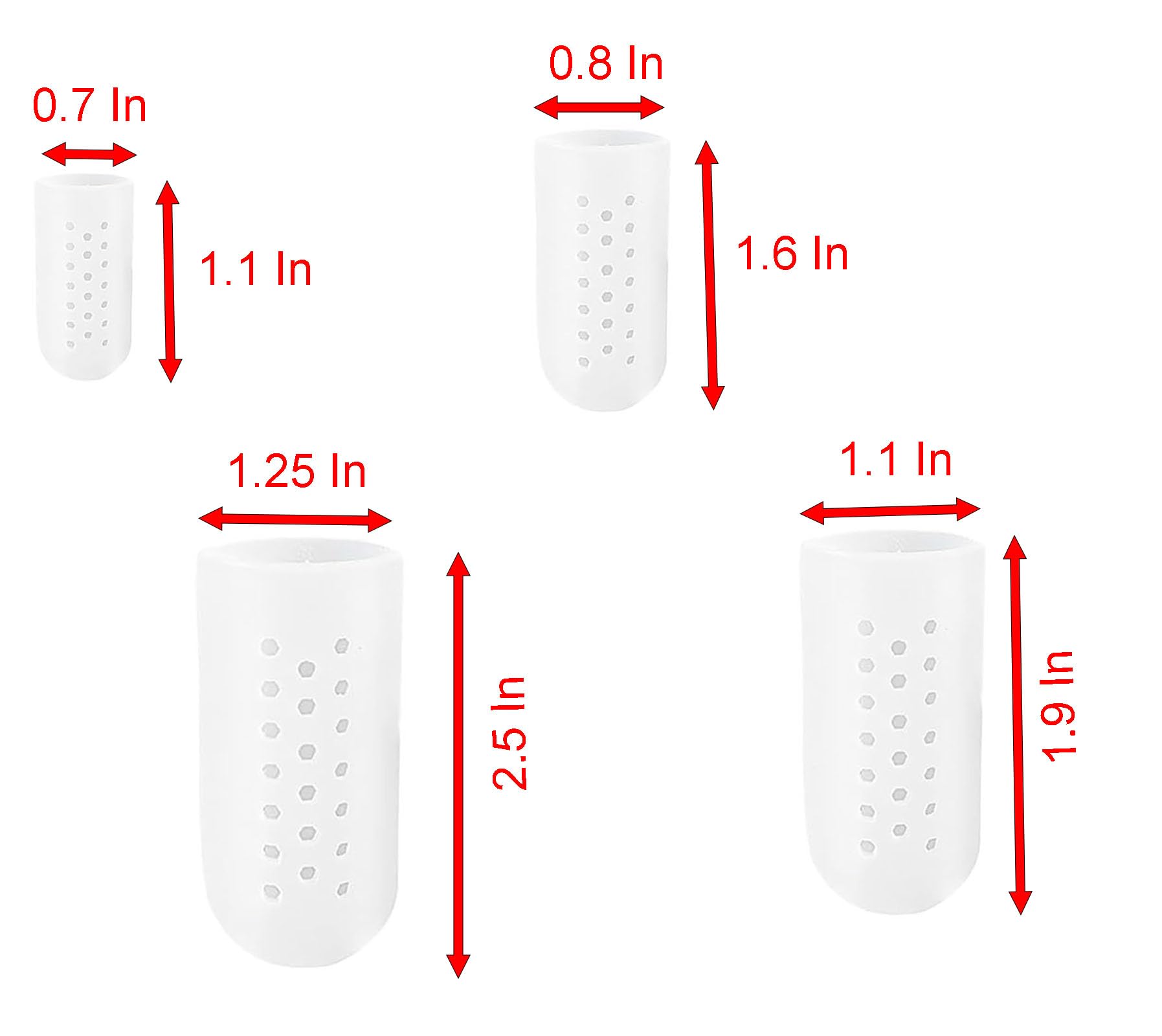 Finger and Toe Protection Cover, 8 Pair/16 Pcs White Soft High Elasticity Silicone Breathable 4 Size Thumb Waterproof Protector (White)