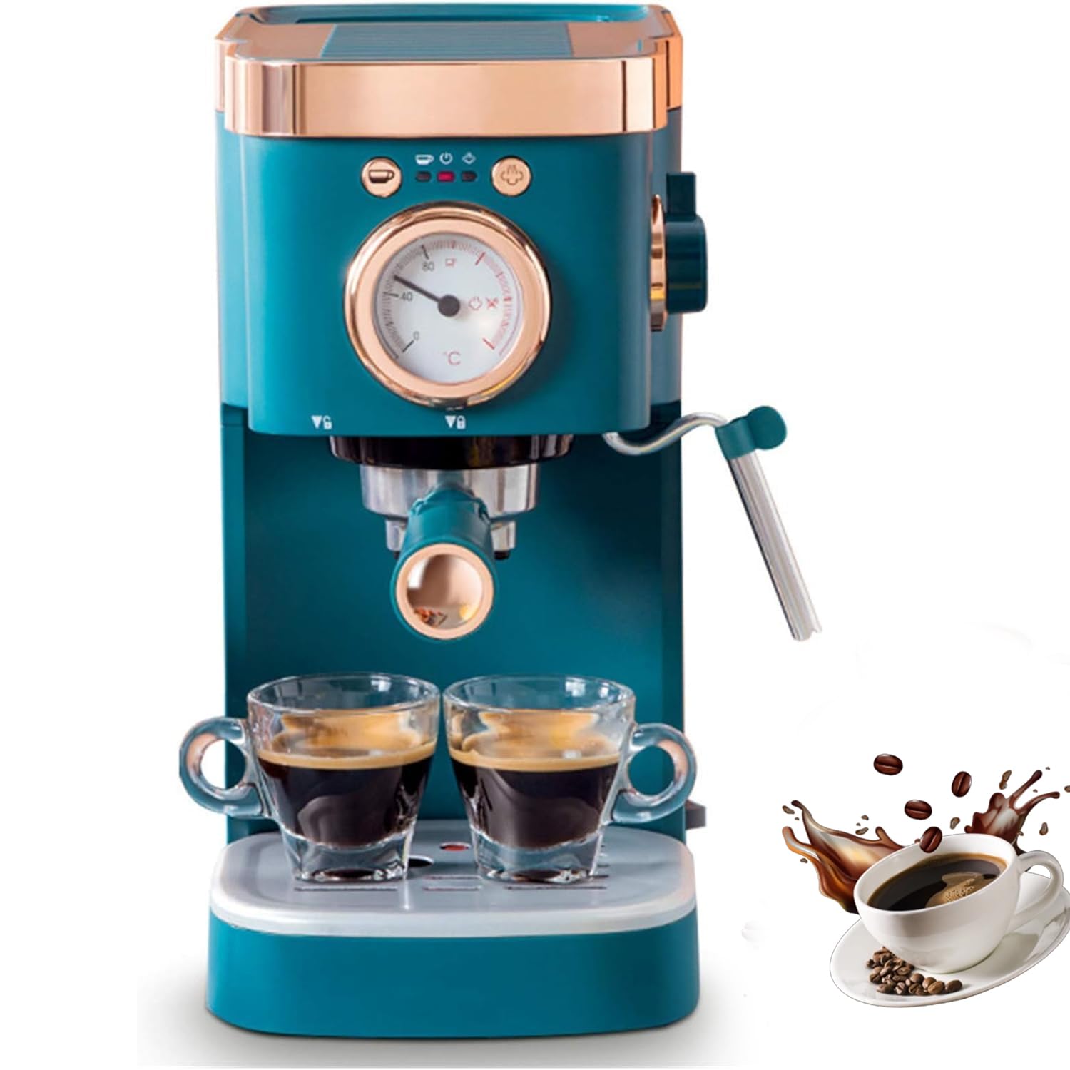 Ekspres do kawy espresso, ekspres do kawy ziarnistej z funkcją spieniania mleka parą, ciśnienie 20 barów, zbiornik na wodę 1,2 L, ekspres do cappuccino do użytku domowego