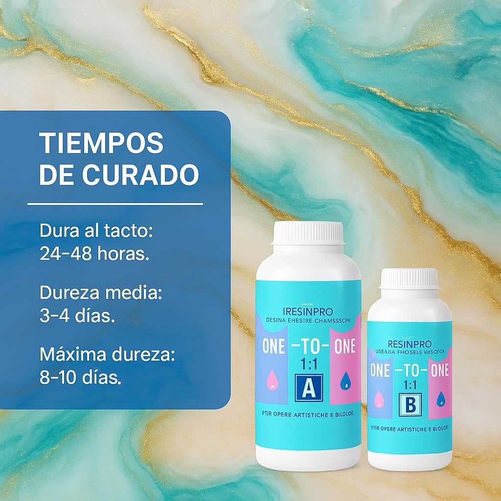 Resin Pro ® Resina Epoxi Transparente 1:1 para Fabricación de Joyas, Creaciones Artísticas, Fácil de Usar y Resistente a la Humedad, 1 Kg, Resina apta para Principiantes