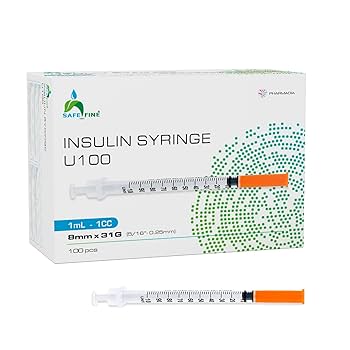 Amazon.com: Safe Fine U-100 Insulin Syringes 100-Pack (8mm