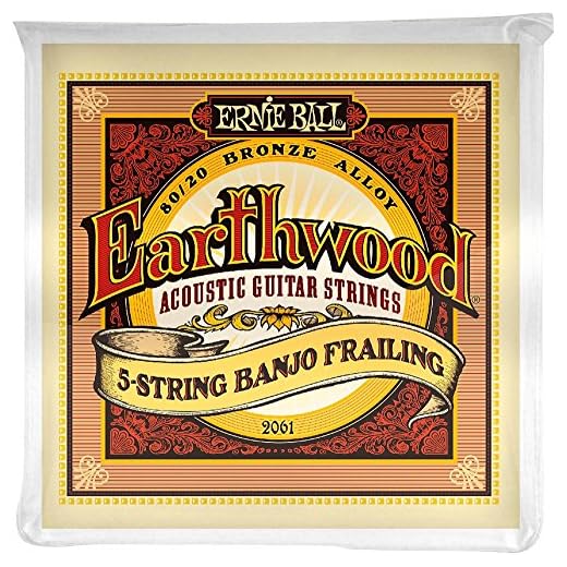 Ernie Ball Earthwood P02061 - Cuerdas para banjo frailing de 5 cuerdas, bronce 80/20, extremo de aro, calibre 10-24