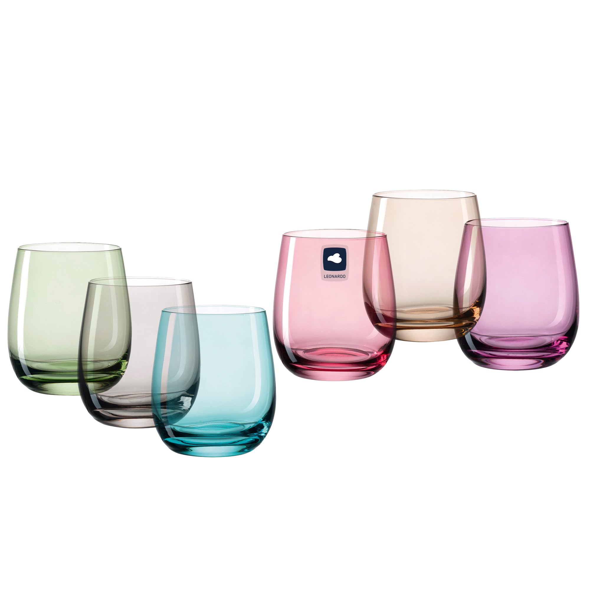Leonardo Poesia Lot De 6 Verres à Eau Gris 460ml - Relief 3D, Passe Lave-Vaisselle, Qualité Allemande
