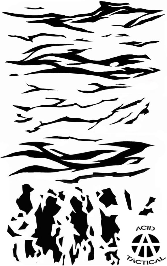 amazon com acid tactical 3pack 9x14 camouflage airbrush spray paint stencils duracoat gun army striped digital tiger stripe camo sports outdoors