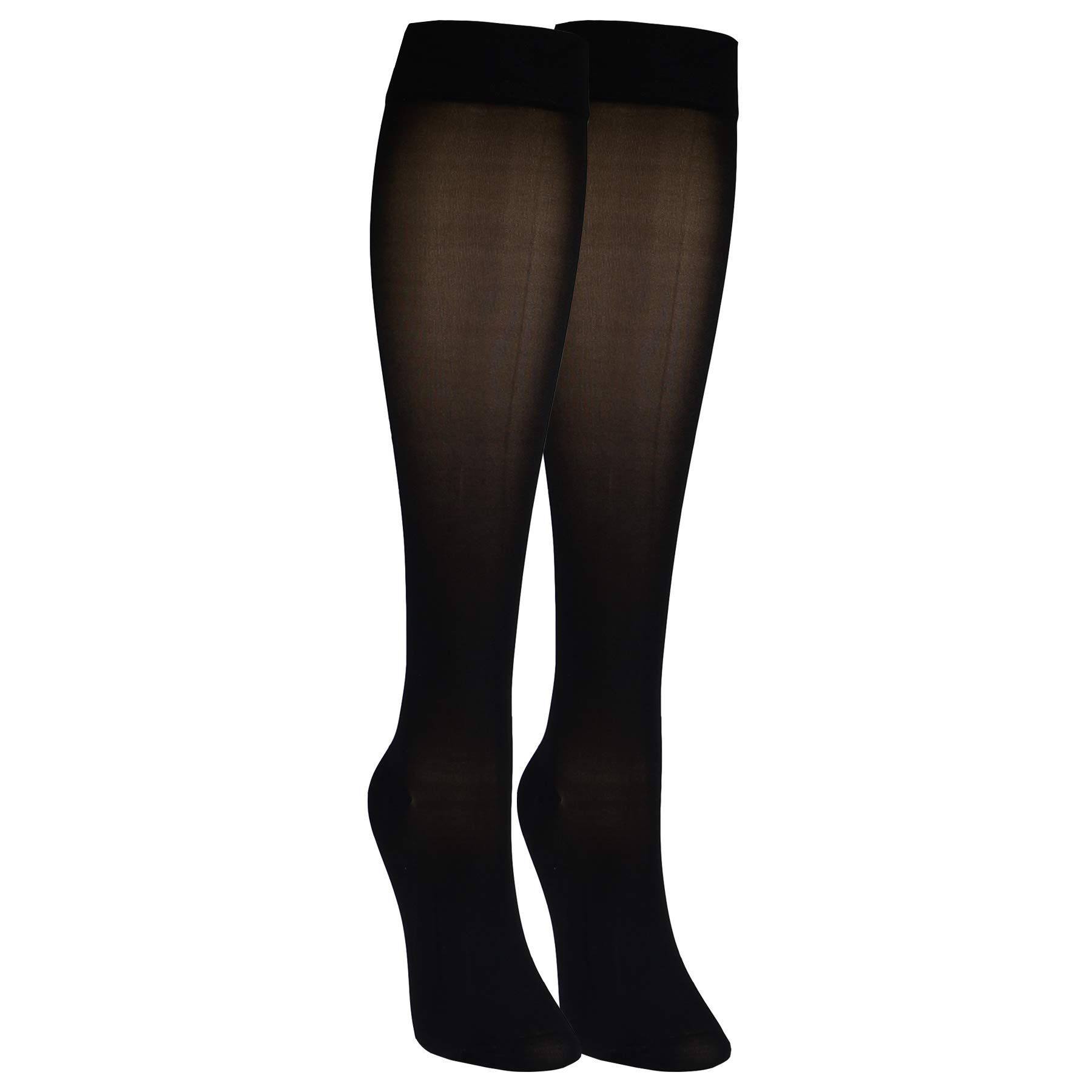 NuVein Sheer Compression Stockings, 30-40 mmHg Support, Knee Length, Closed Toe, 20 Denier, Black, X-Large