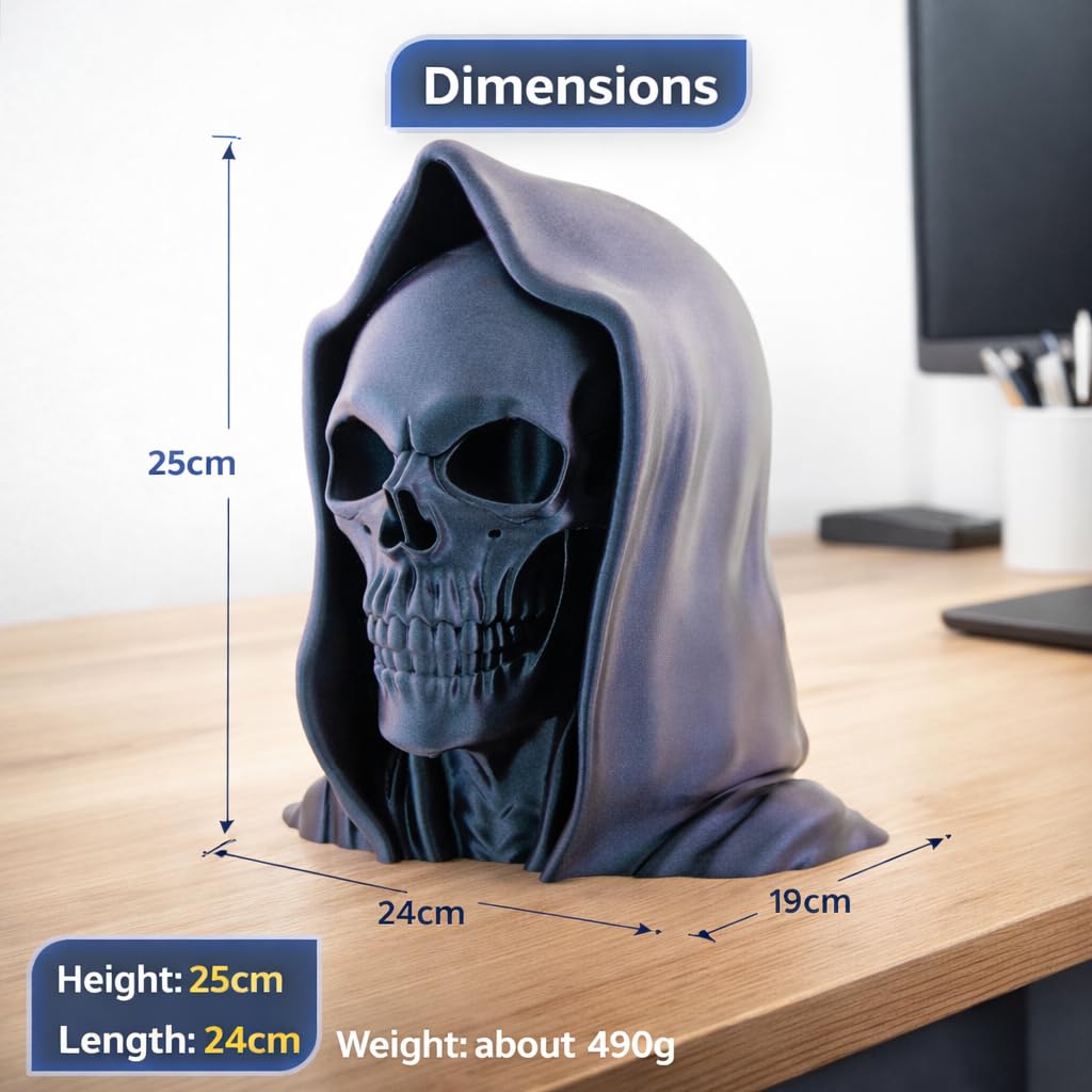 OSAZEE Totenkopf Kopfhörerständer – Skull Headphone Stand Burned Titanium Black | Premium Kopfhörerhalter für Schreibtisch & Gaming Setup | Stabil, Ohrpolster-schonend | Designed in Berlin
