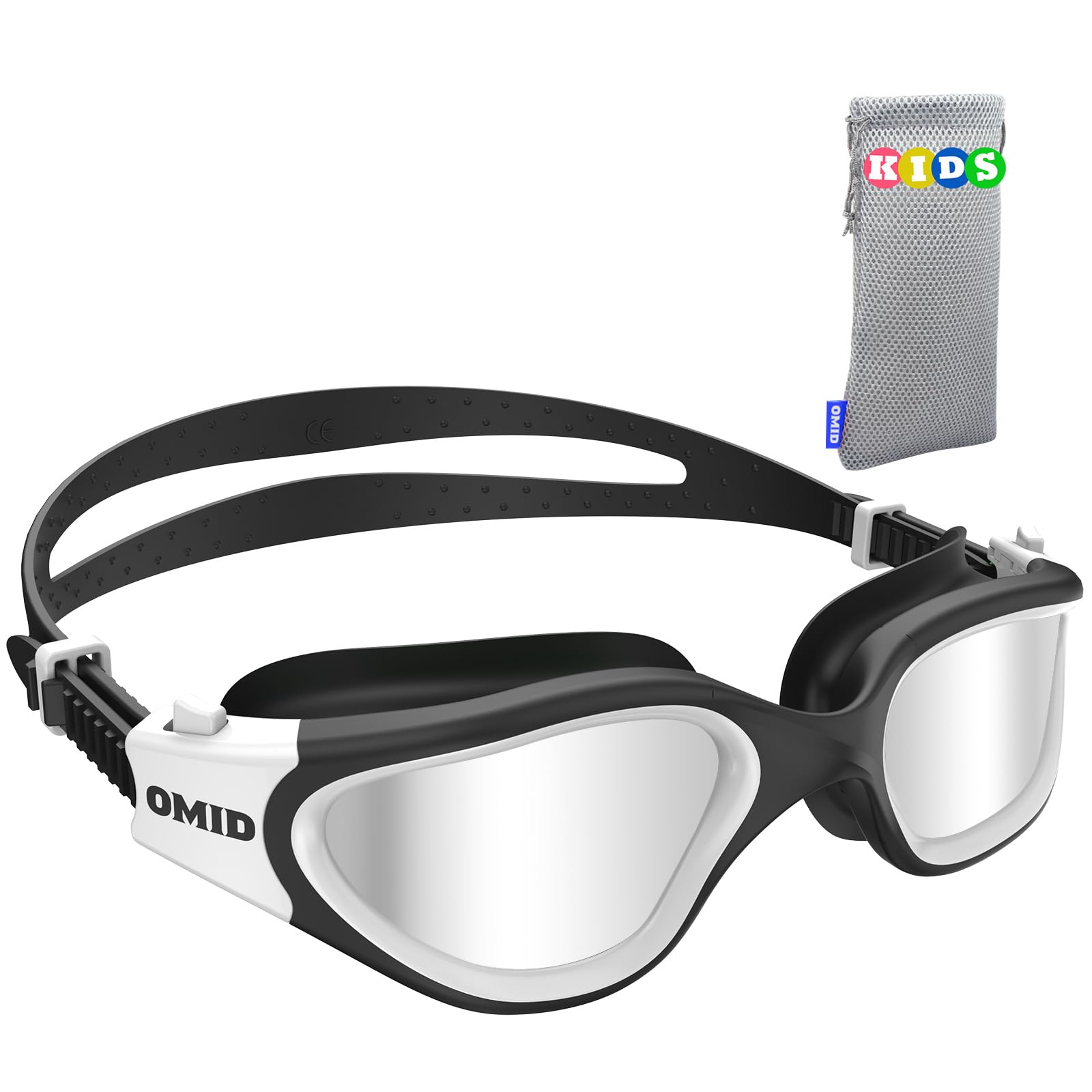 OMID Kinder Schwimmbrille, P2mini polarisierte Schwimmbrille bequem für Alter 6-14