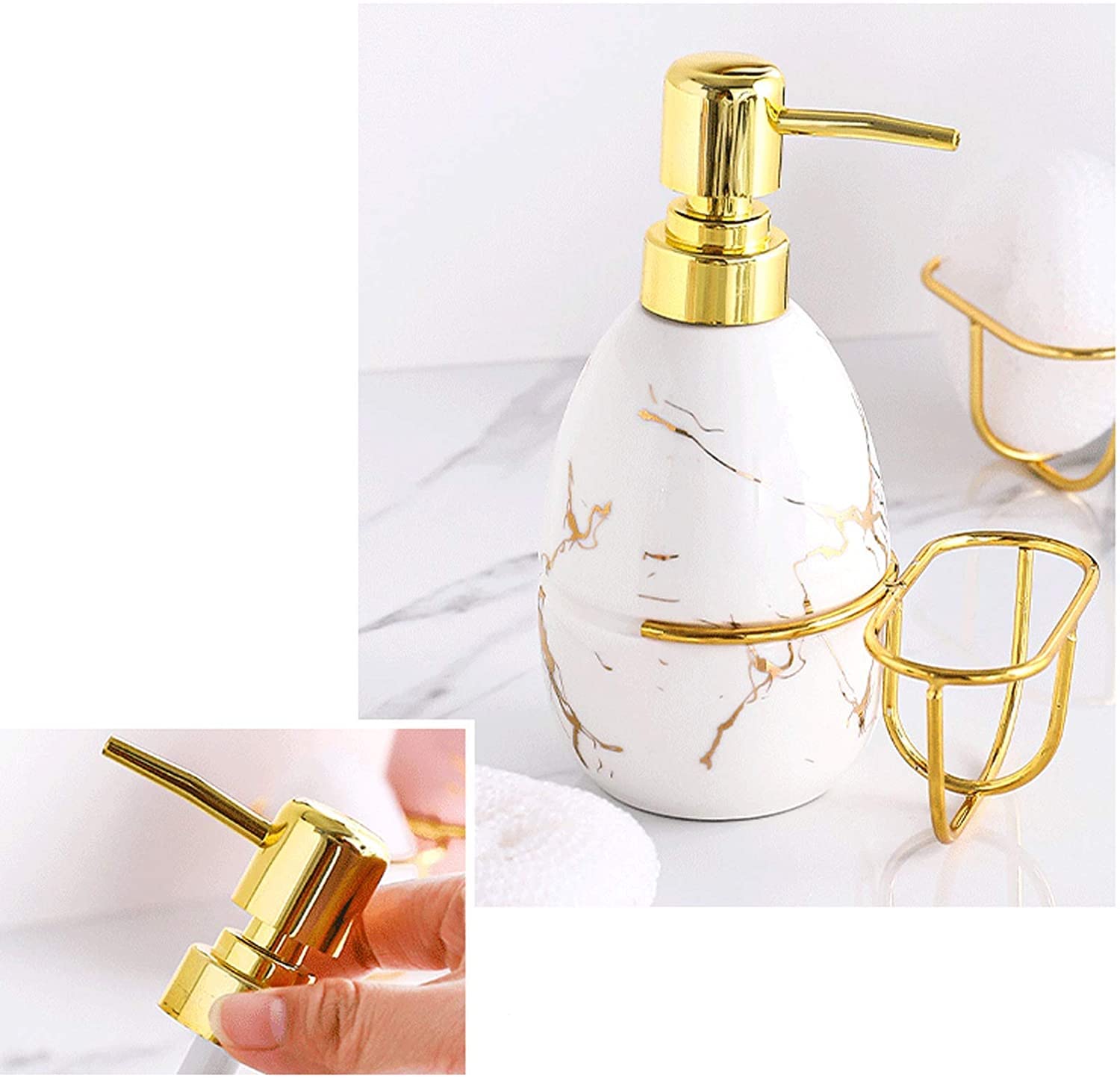 Dispenser di sapone per le mani ricaricabile per Hotel B Bottiglia di gel doccia in stile nordico Bottiglia di sapone in ceramica con pompa a pressione Bottiglie di lozione da banco per accessori B