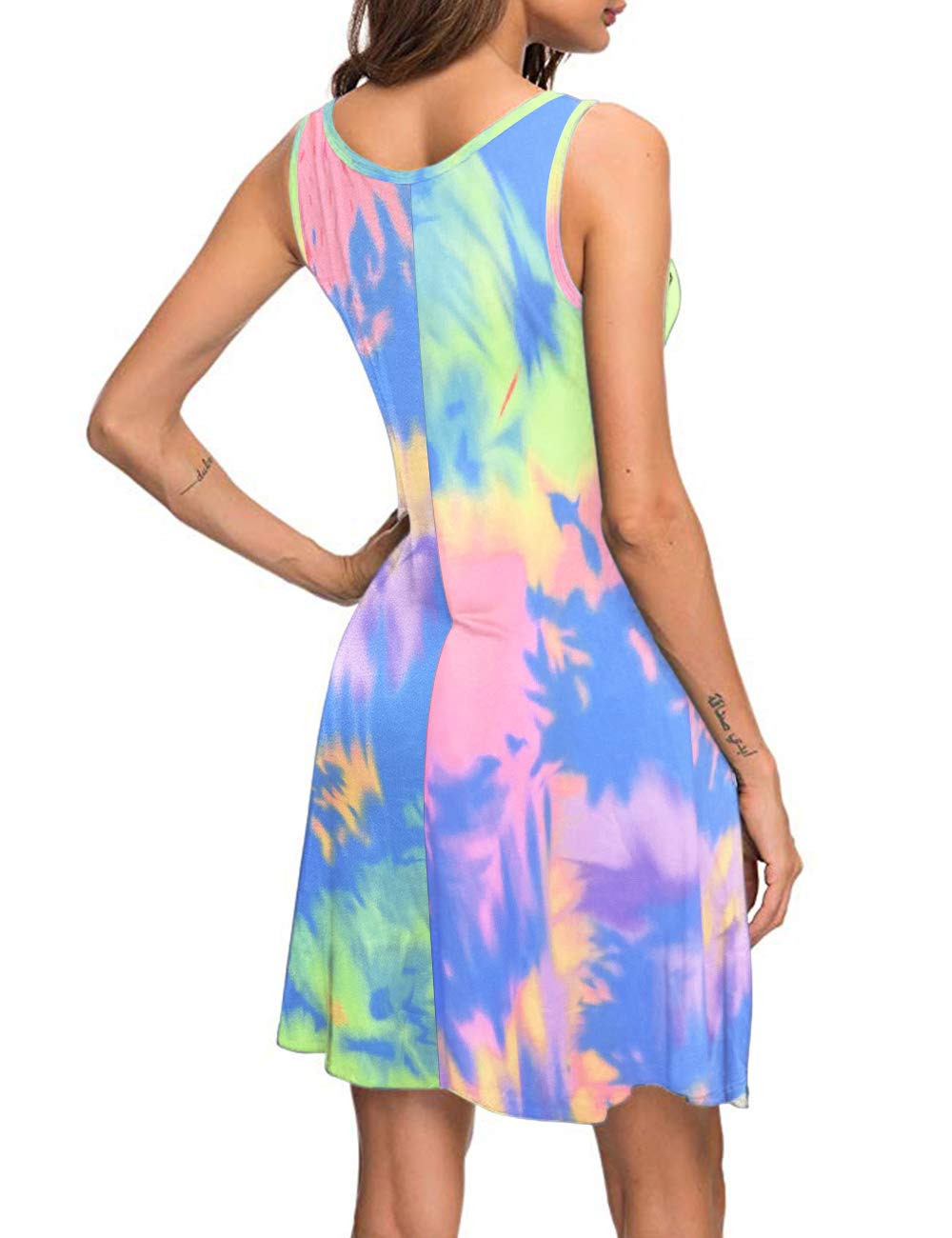MISFAY Vestido casual de verano para mujer, vestido de playa sin mangas