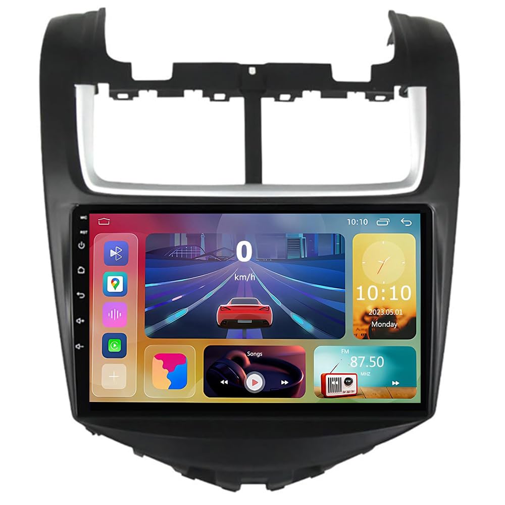 YRCTHEK Android 14 9 Inch Car DVD Player Radio Head Unit For Chevrolet Aveo 2014 2015-2017 GPS Navigation Head Unit Support Full RCA Output Bluetooth4.0 WIFI Car Auto Play DVR DAB+ TPMS