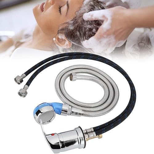 Miniatura 3 de Grifo de ducha con manguera de 47.2 in – Válvula de mezcla para lavabo de peluquería de ponche de peluquería o unidad de lavado a contracorriente