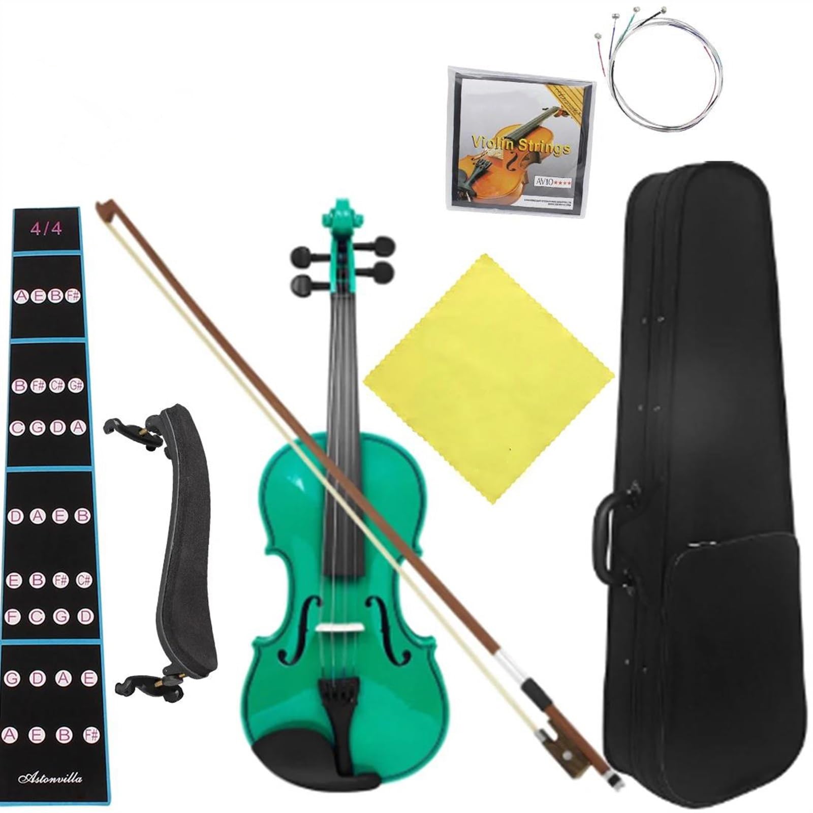 Violine Violine Grün 4/4 Massivholz Violinenset Mit Stoffkoffer Bogeninstrument Violine Für Üben