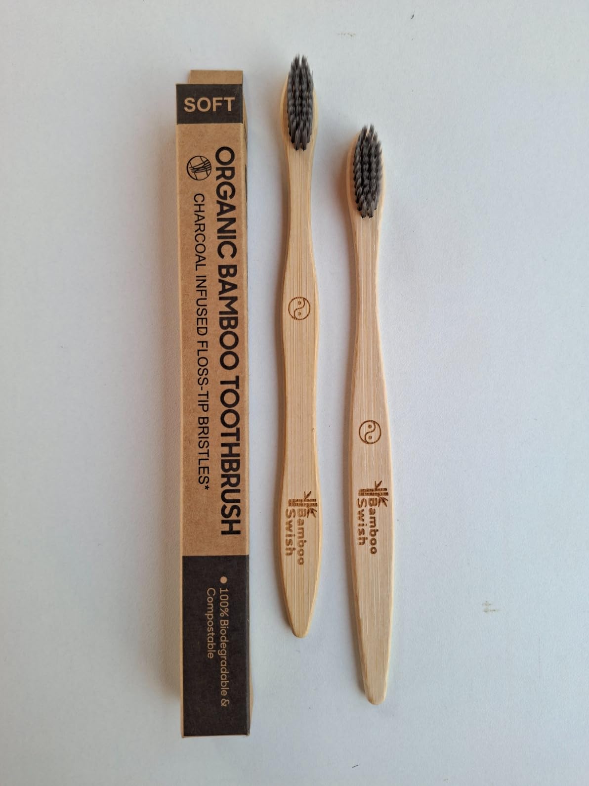Organic Bamboo Toothbrush Fibre Infused Floss-Tip Ultra Soft Bristles | 100% Biodegradable Compostable BPA Free Natural Whitening Pack of 2-image-15
