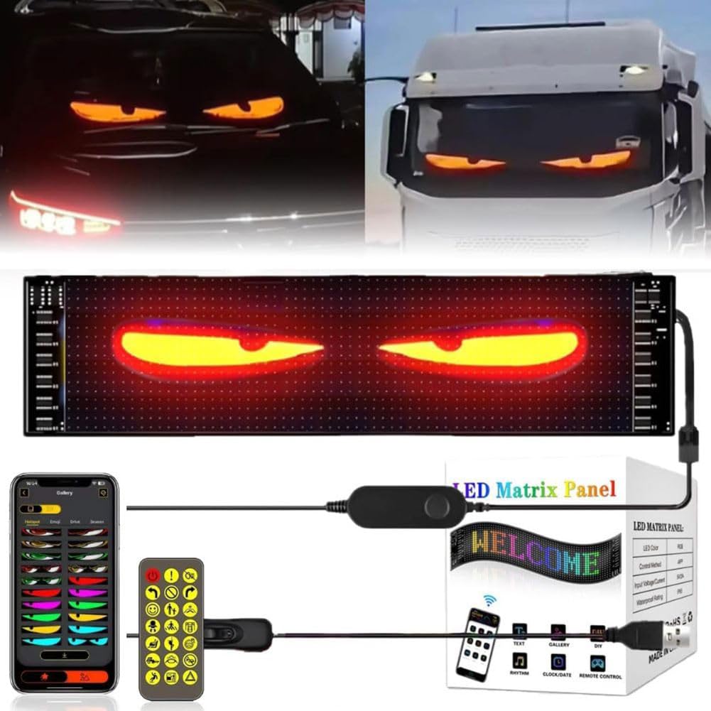 Ojos LED para ventana de automóvil con pantalla suave inteligente y dinámica de 12x59.5cm