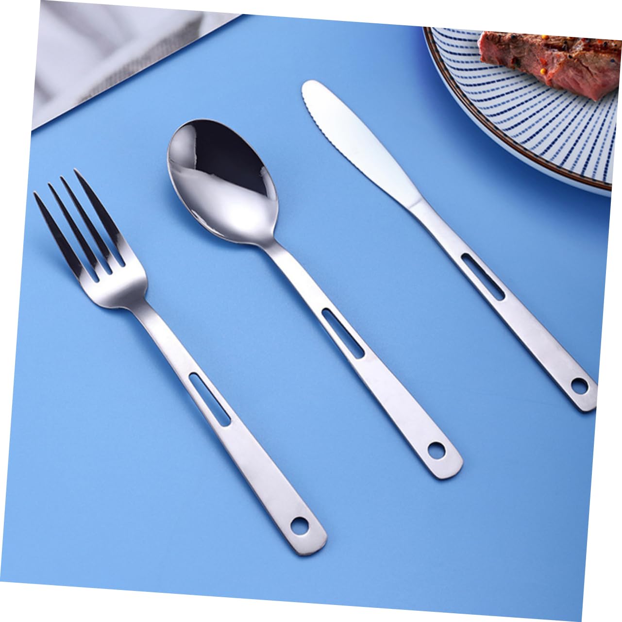 UKCOCO Posate Da Campeggio in Acciaio Inossidabile Comprende Cucchiaio Coltello e Forchetta Posate Portatili Per Picnic e Uso Esterno Resistenti Usura